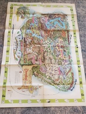 Disneyland Park 1964 Illustrated Map Poster - Multi-Color And Disneyworld 1974